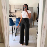 Summer High Waist Casual Trousers Elegant Business Office Wear Pants