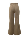 Spliced ​​Multi-zipper Elastic Drawstring Loose Straight Flared Pants