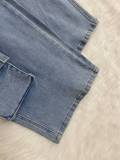 Washed Distressed Patchwork Jeans Straight Low-rise Denim Trousers