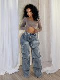 Fashion Buttoned Denim Loose Jeans