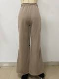 Spliced ​​Multi-zipper Elastic Drawstring Loose Straight Flared Pants