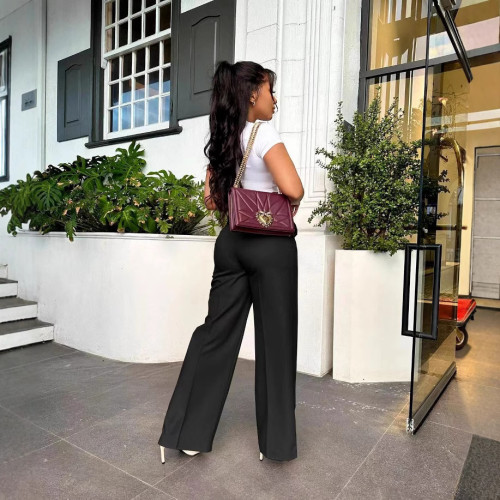 Summer High Waist Casual Trousers Elegant Business Office Wear Pants