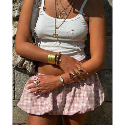 Fashion Y2K Classic Plaid Bud Pants Skirt