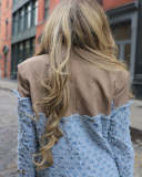 Casual Plaid Blazers V Neck Open Front Lapel Collar Patchwork Fringe Jackets Blazer