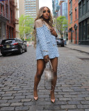 Casual Plaid Blazers V Neck Open Front Lapel Collar Patchwork Fringe Jackets Blazer