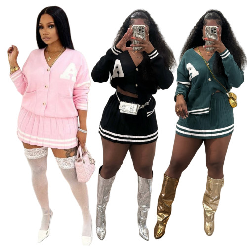 Cardigan Sweater Suit Fashion Short Skirt Set