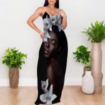 1 Piece Custom Casual Digital Printing Avatar Straps Long Dresses