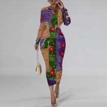 1 Piece Custom Casual Digital Printing Long Sleeve Christmas Midi Dresses 1 Piece Custom Casual Digital Printing Long Sleeve Christmas Midi Dresses