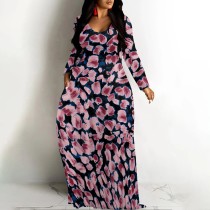 1 Piece Custom Casual Digital Printing Long Sleeve Maxi Dresses