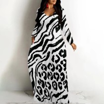 1 Piece Custom Casual Digital Printing Long Sleeve Maxi Dresses