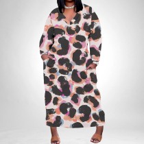 1 Piece Custom Casual Digital Printing V Neck Plus Size Maxi Dresses
