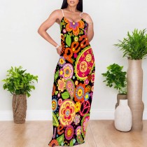 1 Piece Custom Casual Digital Printing Avatar Straps Long Dresses