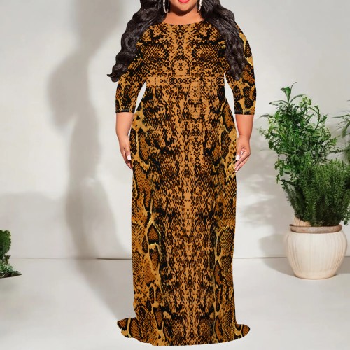 1 Piece Custom Casual Digital Printing Off Shoulder Plus Size Maxi Dresses