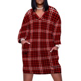 1 Piece Custom Casual Digital Printing V Neck Plus Size Midi Dresses