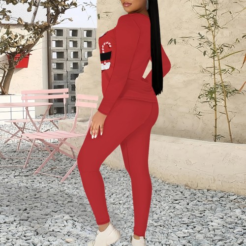 1 Piece Custom Casual Digital Printing Christmas Long Sleeve Pant Set