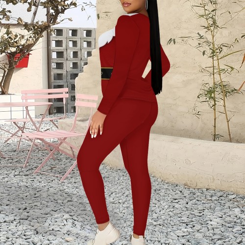 1 Piece Custom Casual Digital Printing Christmas Long Sleeve Pant Set
