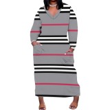 1 Piece Custom Casual Digital Printing V Neck Plus Size Midi Dresses