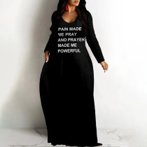 1 Piece Custom Casual Digital Printing V Neck Long Sleeve Maxi Dresses