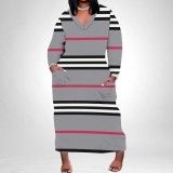 1 Piece Custom Casual Digital Printing V Neck Plus Size Midi Dresses