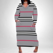 1 Piece Custom Casual Digital Printing V Neck Plus Size Midi Dresses