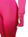 Casual Tight Long Sleeve Zipper High Neck Flared Two Piece