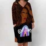 1 Piece Custom Casual Digital Printing V Neck Plus Size Midi Dresses