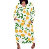 1 Piece Custom Casual Digital Printing V Neck Plus Size Long Dresses