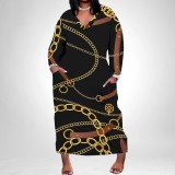 1 Piece Custom Casual Digital Printing V Neck Plus Size Long Dresses