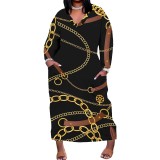1 Piece Custom Casual Digital Printing V Neck Plus Size Long Dresses