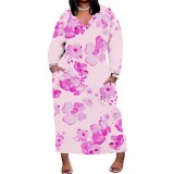1 Piece Custom Casual Digital Printing V Neck Plus Size Long Dresses