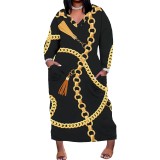 1 Piece Custom Casual Digital Printing V Neck Plus Size Long Dresses