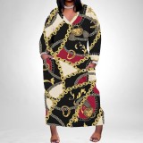 1 Piece Custom Casual Digital Printing V Neck Plus Size Long Dresses