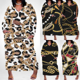 1 Piece Custom Casual Digital Printing V Neck Plus Size Long Dresses