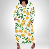 1 Piece Custom Casual Digital Printing V Neck Plus Size Long Dresses