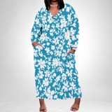 1 Piece Custom Casual Digital Printing V Neck Plus Size Long Dresses