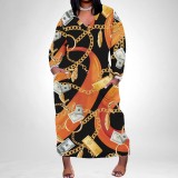 1 Piece Custom Casual Digital Printing V Neck Plus Size Long Dresses