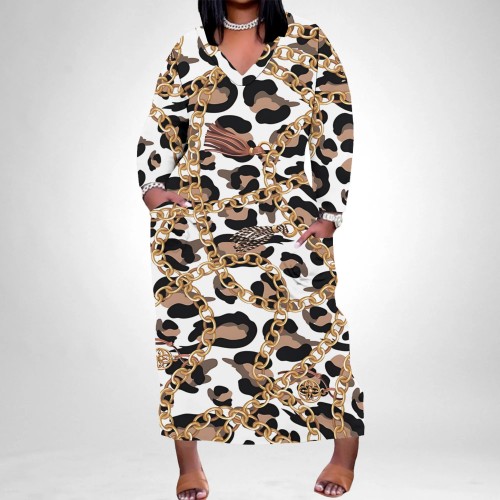 1 Piece Custom Casual Digital Printing V Neck Plus Size Long Dresses