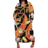 1 Piece Custom Casual Digital Printing V Neck Plus Size Long Dresses