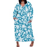 1 Piece Custom Casual Digital Printing V Neck Plus Size Long Dresses