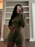 Sportswear Casual Tight Long Sleeve Shorts Two-piece Set