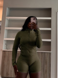 Sportswear Casual Tight Long Sleeve Shorts Two-piece Set