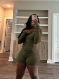 Sportswear Casual Tight Long Sleeve Shorts Two-piece Set