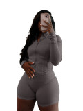 Sportswear Casual Tight Long Sleeve Shorts Two-piece Set