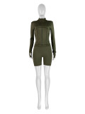 Sportswear Casual Tight Long Sleeve Shorts Two-piece Set