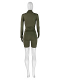 Sportswear Casual Tight Long Sleeve Shorts Two-piece Set