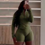 Sportswear Casual Tight Long Sleeve Shorts Two-piece Set