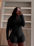 Sportswear Casual Tight Long Sleeve Shorts Two-piece Set