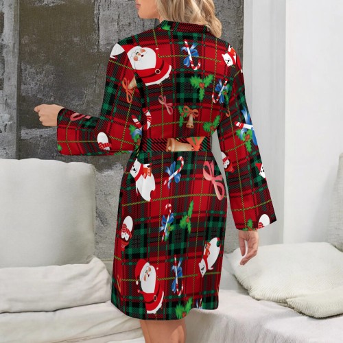 1 Piece Custom Casual Print V Neck Christmas Satin Robe