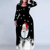 1 Piece Custom Casual Digital Printing Plus Size Christmas Maxi Dress