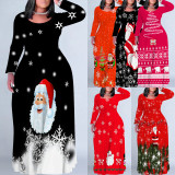 1 Piece Custom Casual Digital Printing Plus Size Christmas Maxi Dress